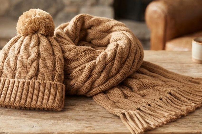 Knitted Wool Cap & Muffler Set — alternate view